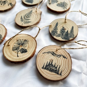Rustic Ornament Set of 5 or 10 (RANDOM) | Ornament Sets | Wood Ornaments | Cabin Ornaments | Christmas Ornaments | Pine Tree Ornaments |