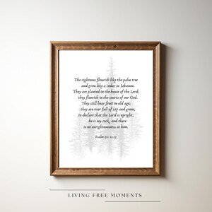Psalm 92 Art Print: Evergreen Blessing, Bible Verse
