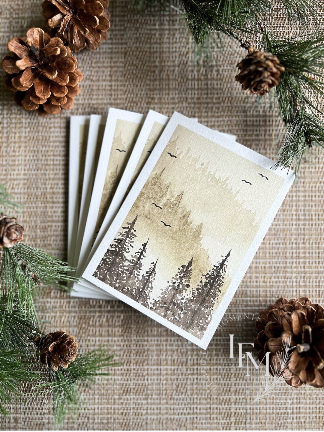 Pine Tree Watercolor Card Set: Blank Nature Notecards - Etsy