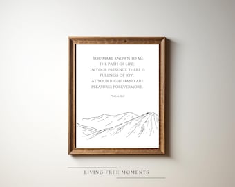 Psalm 16:11 Art Print | Psalms | Christian Quotes | Bible Verse Art | Religious Wall Decor |