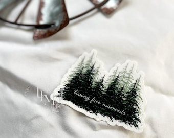 Pine Tree Vinyl Sticker: Evergreen Forest Art (3x2 inch)