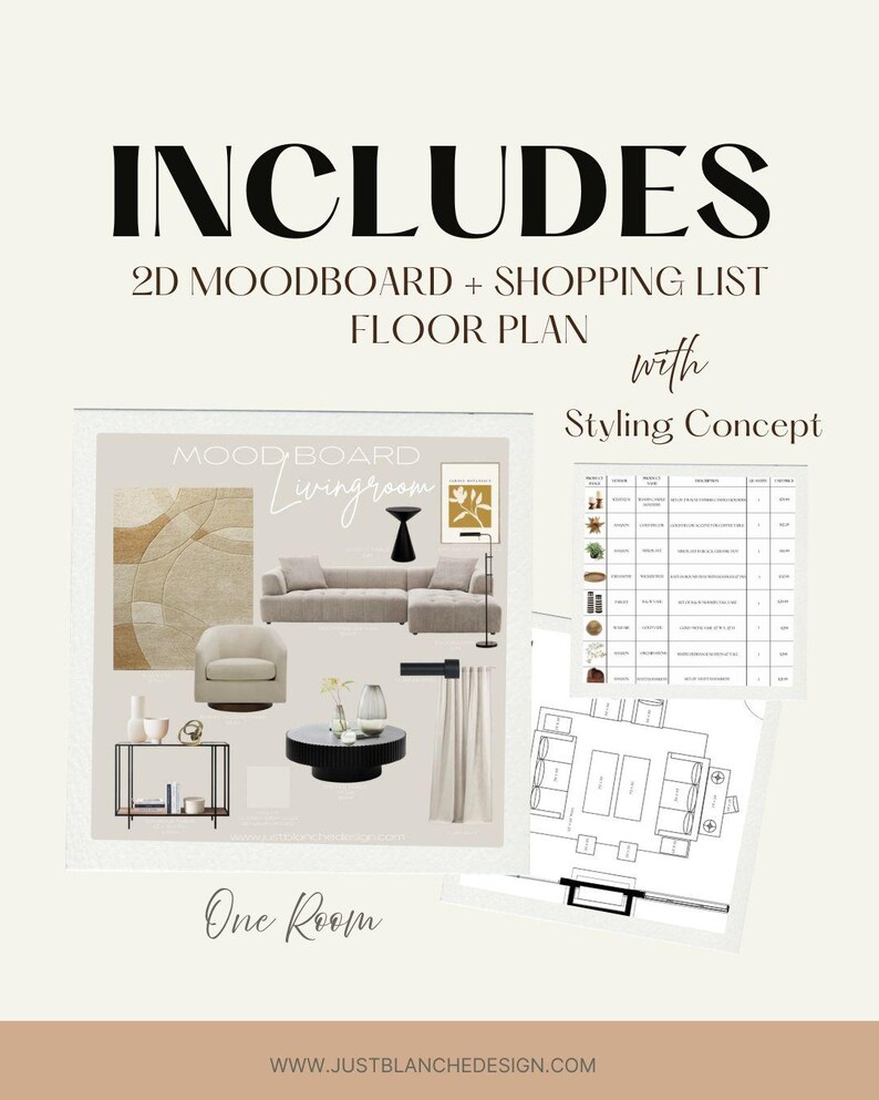 Virtueel interieurontwerp | Moodboard op maat, plattegrond | Kamerrenovatie | E-design afbeelding 2