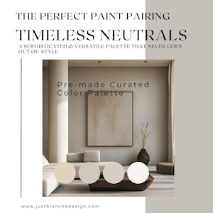 Paleta de colores neutros atemporales prediseñados / Guía de pintura para toda la casa / Colores neutros Benjamin Moore seleccionados por el diseñador para paredes, molduras y techos