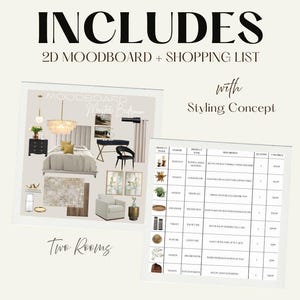 Virtual Interior Design Package, Two Rooms, Mood Board, Shopping List (Digital Service) image 2