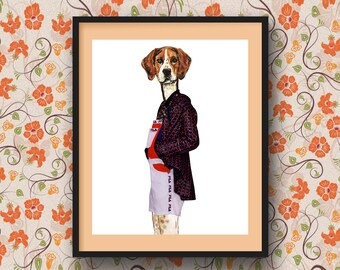 American Foxhound In Fashion Sportswear Fine Art Embossed Giclée Print - Dog / Pet / Animal Wall Gift / Present - By Artist Nicola Wines