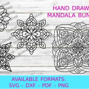 Hand drawn mandala SVG, Mandala SVG Bundle, SVG Cut Files