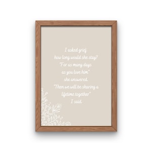 Lifetime Together, Grief Quote, Grief Art, Grief Print, Bereavement Quote, Bereavement Art, Bereavement Print, Sympathy, Downloadable