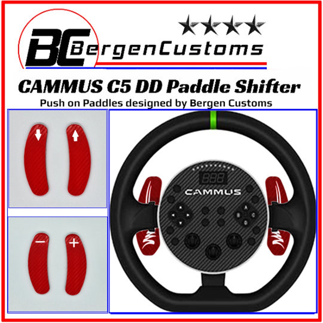 Cammus C5 Direct Drive Red Paddle Shifter Extenders Sim Racing Steering