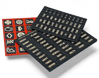 Sim Racing Button Labels: 115 -Piece Carbon Fiber Style