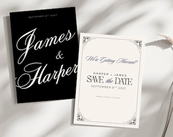 Elegant Save the Date Invitation | Digital Wedding Printable | Editable Canva Template