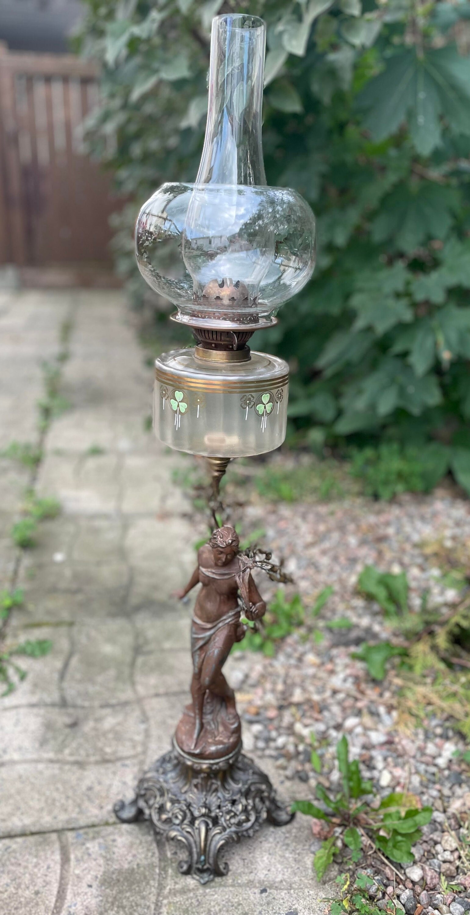 Duplex Oil Lamp Art Nouveau Lamp Kerosene Lamp Tall Etsy