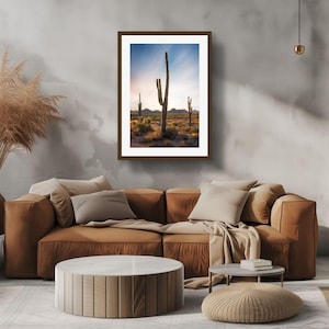 Saguaro Cactus Wall Art – Arizona Desert Print, Southwest Nature Photo, Sunset Cactus Trio, Sonoran Landscape, Phoenix Decor