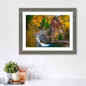 Crystal Mill Colorado Print – Fall Mountain Landscape Photo, Rustic Cabin Wall Art, Aspen Trees Autumn Decor, Colorado Landmark Photo