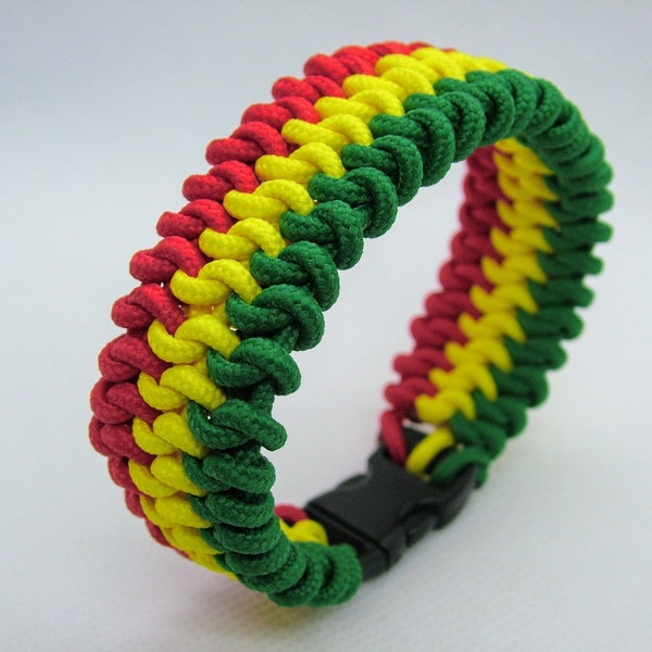 Bracelet rasta fait main DRAPEAU RASTA tissé corde de paracorde Rastafari Bracelet homme ou femme Reggae Bob Marley Jamaïque Rasta bracelet