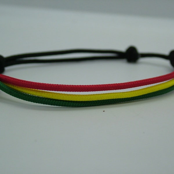 Bracelet réglable noeud coulissant Rasta - Bracelet rasta réglable en macramé rasta 3 couleurs / Bracelet fait main en corde de paracorde