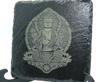 Buddha Coaster Laser Engraved Slate Coaster - Buddhist Gift - Laser Etched Custom Coaster
