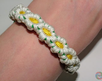 Handmade Daisy Bracelet - Macrame Flower Bracelet -  Daisy Chain Bracelet / Wristband - Gift for Girls / Women - Daisy Jewellery