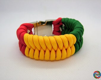 Rasta Flag Bracelet RASTA FLAG Rasta Bracelet with Metal Buckle - Rastafarian Style Reggae / Bob Marley Bracelet / Mens or Womens