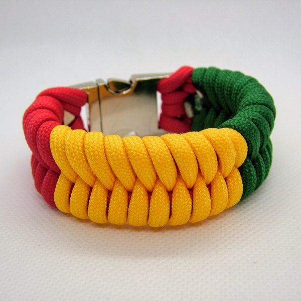 Rasta Flag Bracelet RASTA FLAG Rasta Bracelet with Metal Buckle - Rastafarian Style Reggae / Bob Marley Bracelet / Mens or Womens