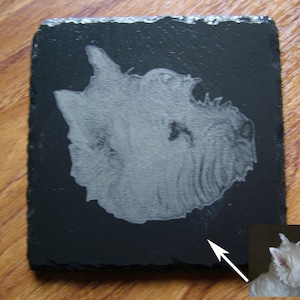 Pet Photo Coaster Personalised Slate Coaster Custom Engraved Dog Cat Horse - Laser Engraved Gift Pet Photo Slate Coaster