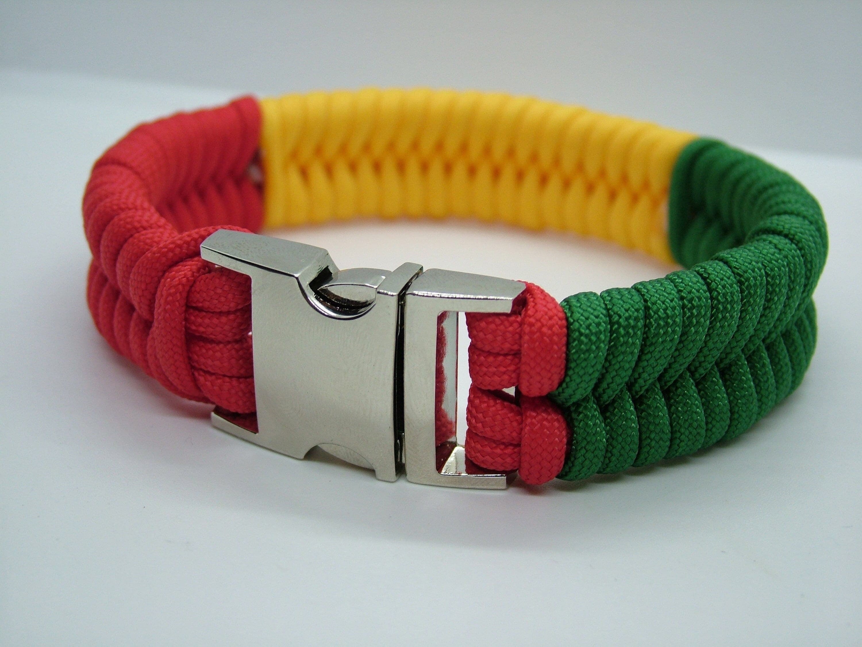 Rasta Dog Collar - Handmade Paracord Dog Collar with optional pet id name tag