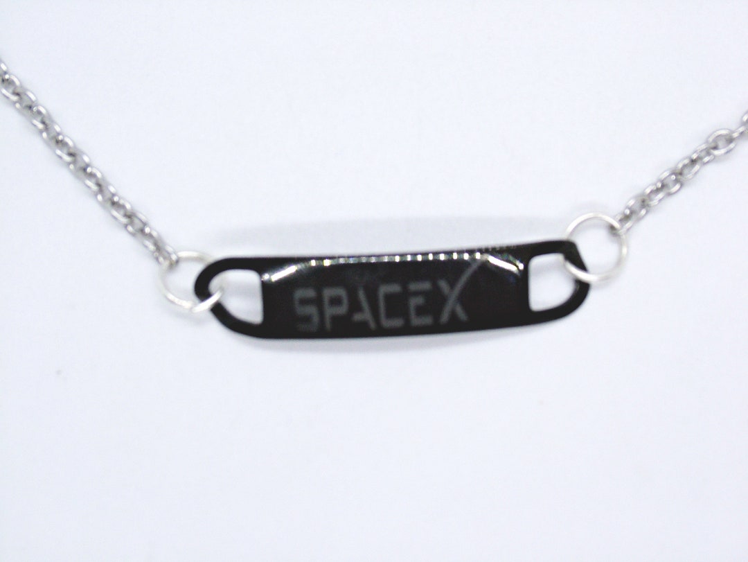 Spacex Logo Pendant Necklace Black Laser Engraved Stainless Etsy