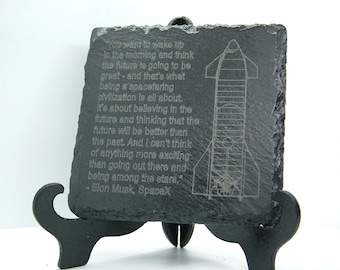 Elon Musk Coaster SpaceX Starship Coaster - Laser Engraved Slate Coaster - With or Without Personalised Text