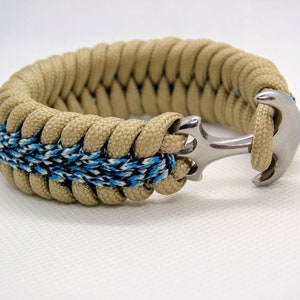 Anchor Ocean Rope Bracelet - Blue Stitched Paracord Nautical Rope Bracelet / Mens Bracelet / Womens Bracelet / Nautical Anchor Jewellery