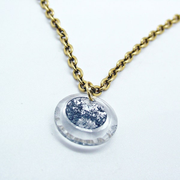Moon Pendant Necklace CRYSTAL CUT GLASS Custom Laser Engraved Faceted Glass Pendant - Gold Or Silver Stainless Steel Chain