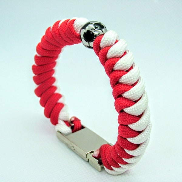Arsenal Football Club Bracelet - Arsenal Fan Gift, Red White Football Bracelet, Footie Gift Paracord Bracelet, Rope Bracelet, Mens Boys Gift