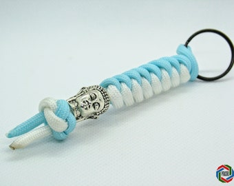 Handmade Buddha Keyring - Buddhist Keychain - Stainless Steel Buddha Bead Paracord Keyring For Her / Womens Gift / Buddhist Jewellery
