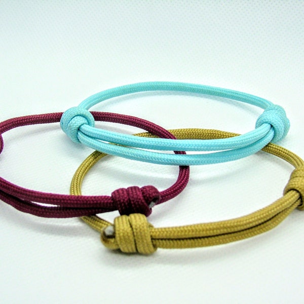 Bracelets réglables avec noeuds coulissants - Homme, femme, 41 couleurs personnalisées - Bracelet en macramé Bracelet en paracorde fait main Bracelet en corde Bracelet