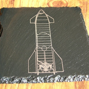 SpaceX Starship Coaster - Lasergegraveerde leisteen Coaster - Met of zonder gepersonaliseerde tekst - Aangepast lasergegraveerd cadeau
