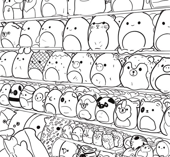 Squishmallows at the Shop Coloring Page - Etsy India