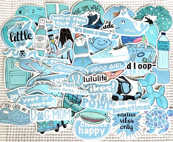 Random Variety Sticker Pack Baby Blue Light Blue Vsco Vinyl | Etsy
