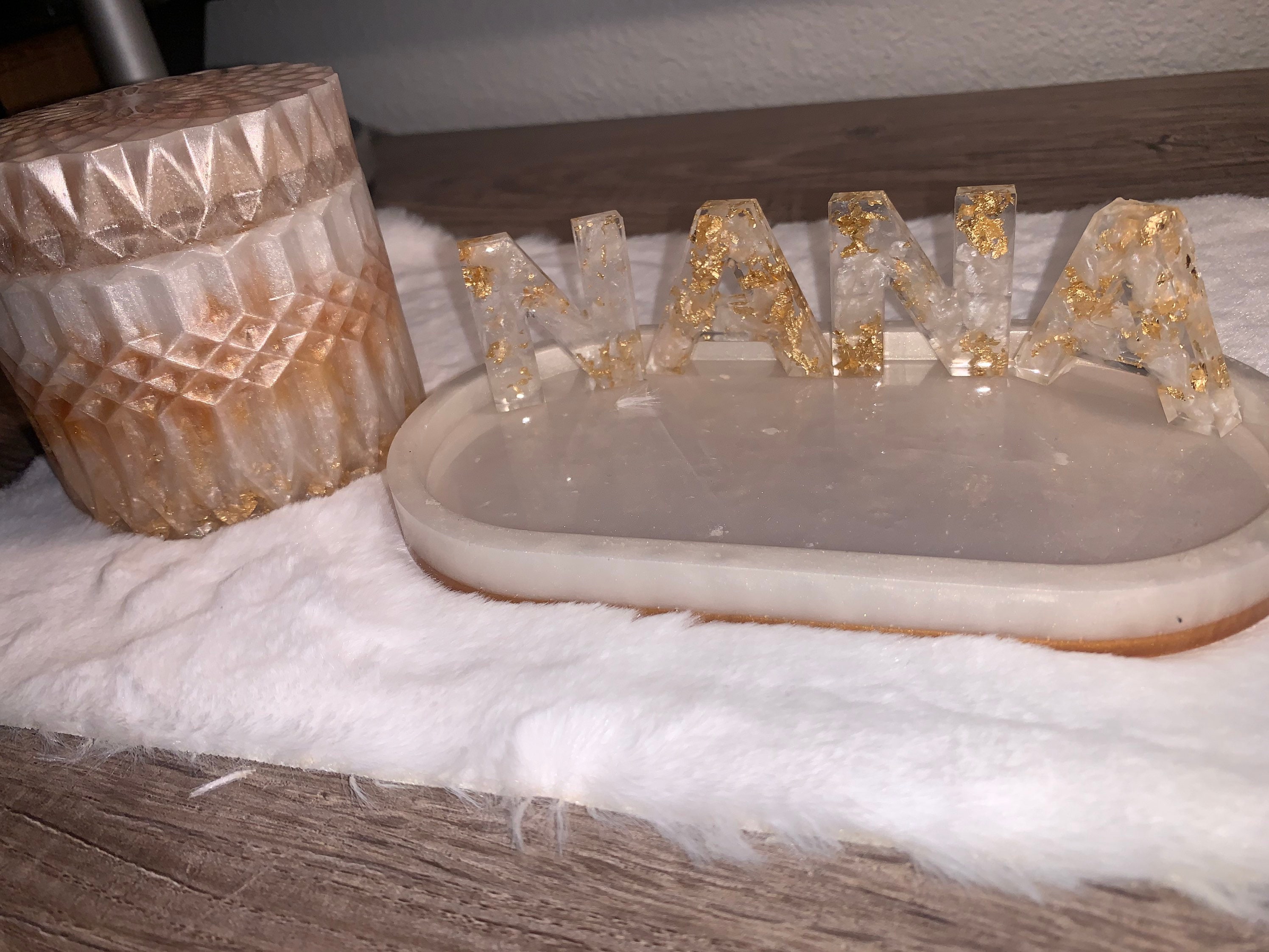 Handmade Resin Trinket Tray and Jar Set White & Hold Set Etsy