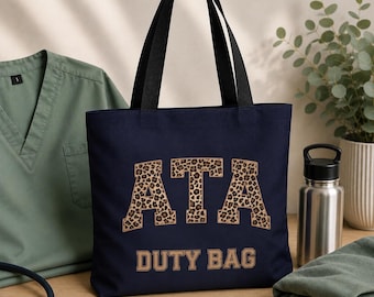 Personalized ATA Duty Bag, Exam Gift for ATA Graduates, Graduation Certificate, Large Carrier Bag with Custom Name and Year, Leopard Print Surgical Bag