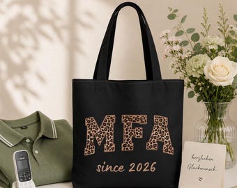 Geschenk für eine MFA, personalisierte Leoprint Tasche mit 2026, Geschenkidee zum MFA Berufsjubiläum, Tote Bag für MFA Kollegin zum Examen
