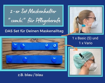 Set of 2 Combi S: Ear savers for FFP2, mask strap, mask holder, mask extension, elastic, retaining strap, Pottbinder ear relief