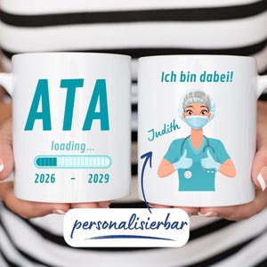 ATA Azubi Tasse, Geschenk ATA Kurs Ausbildung, Personalisiert mit Namen, Kaffeetasse für Anästhesietechnische Assistentin, Geschenk OP Team
