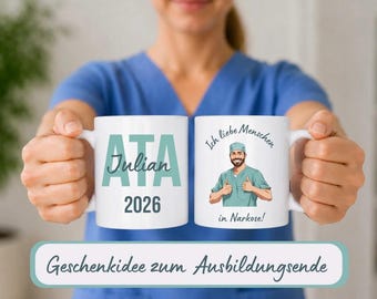 Gift idea for ATA training graduation, personalized mug for ATA exams, coffee mug with anesthesia nurse design, gift for ATA trainees