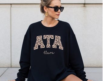Personalized ATA sweatshirt with name, Leo college style pullover, gift for anesthesia technician, graduation gift idea