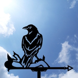 A crow on a branch Metal Weathervane, Weather Vane, home roof decor, raven, corbie