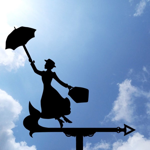 Mary Poppins Metal Weathervane, Weather Vane, home roof decor