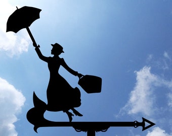 Mary Poppins Metal Weathervane, Weather Vane, arredamento del tetto della casa