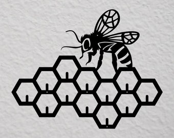 Honeycomb Bee Metal Coat Rack - Wall Mounted Entryway Hanger