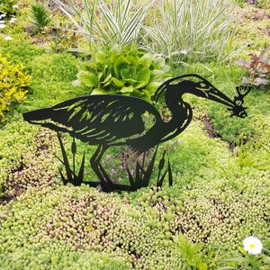 Metal Heron Garden Decor – Rustic Heron Yard Art for Outdoor or Farmhouse – Weather-Resistant Figure for Lawn or Fence
