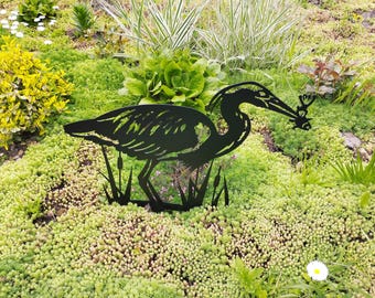 Metal Heron Garden Decor: Rustic Farmhouse Yard Art