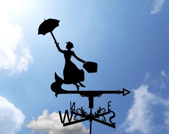 Mary Poppins Metal Weathervane, Weather Vane, home roof decor