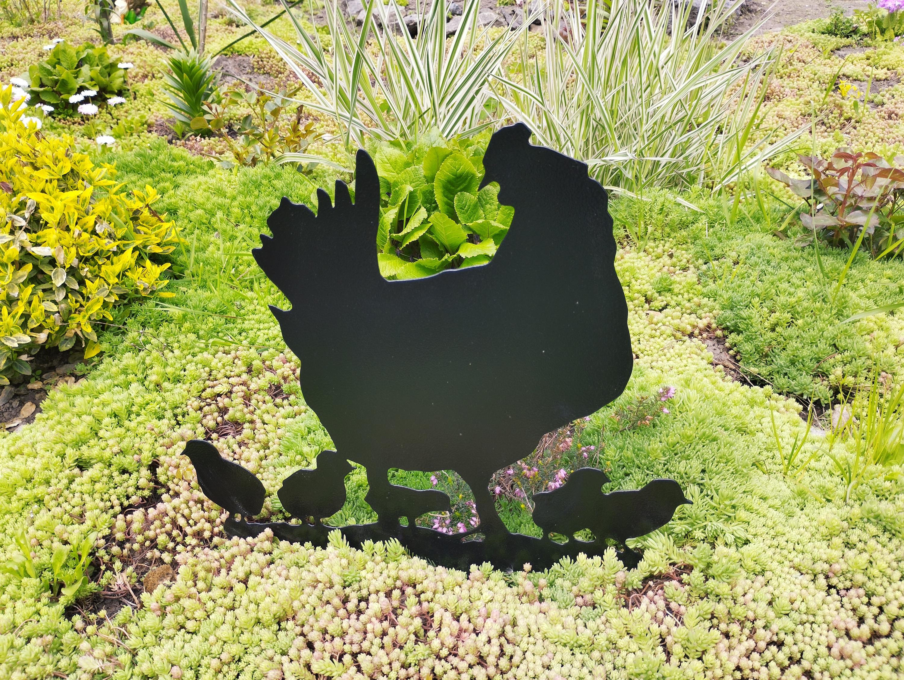 金属製の鶏とひよこの庭の装飾：素朴な農家の庭のアート - Etsy 日本